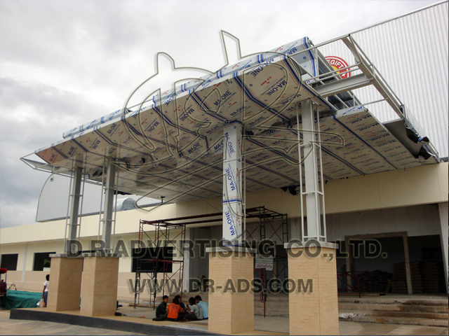 รับติดตั้งอลูมิเนียมคอมโพสิทแคนูปี้ (Canopy Aluminium Composite) กันสาด โรงงาน